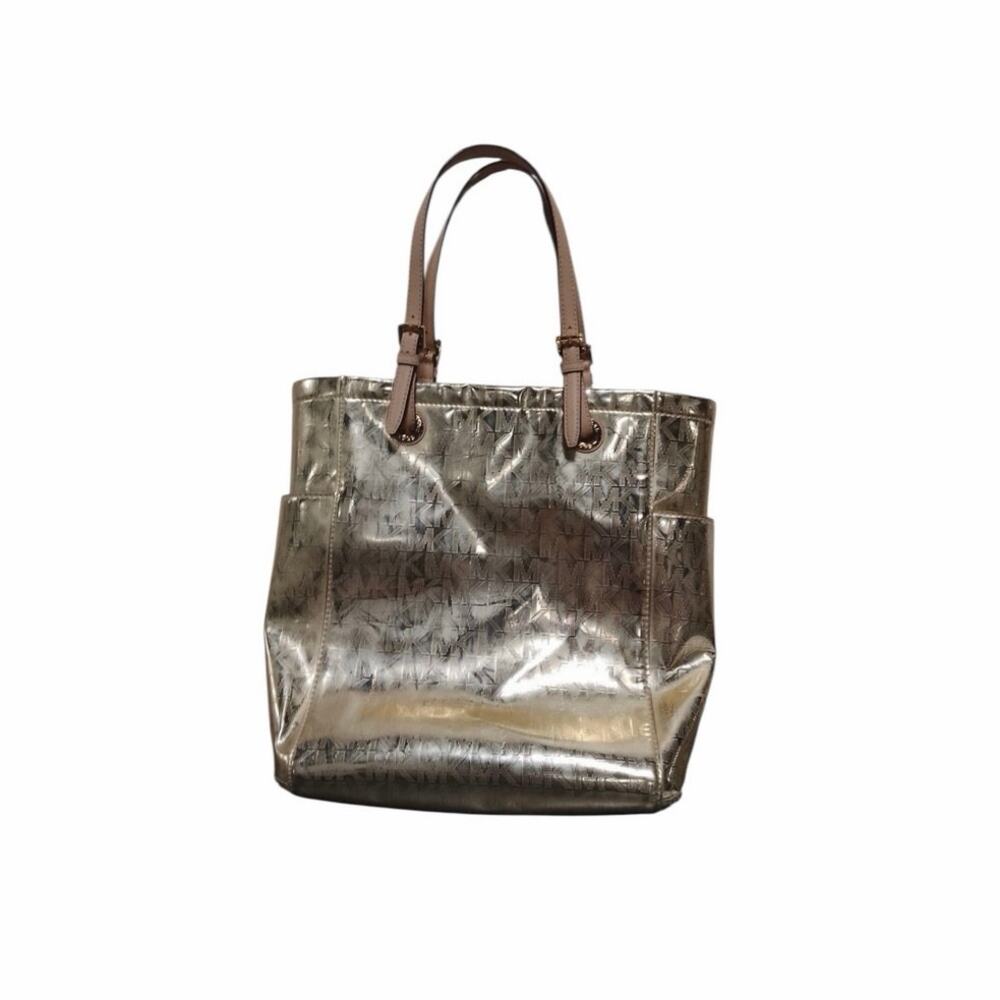 Michael Kors Jet Set Signature Mirror Metallic Gold Tote - Picture 3 of 6